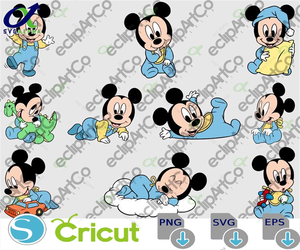 10 Clipart Baby Shower Baby Mickey, Baby Mickey SVG, Baby Mickey PNG, Mickey SVG, Mickey PNG, Digital Download